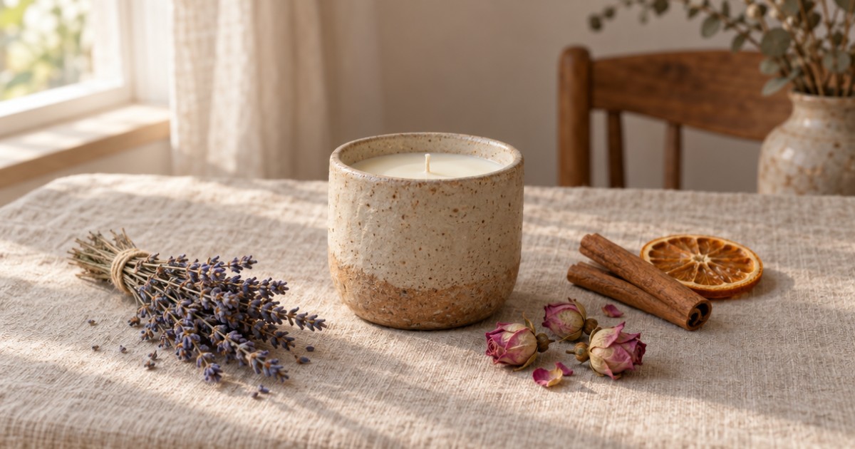 Flores secas en una vela: belleza que arde a 180 °C