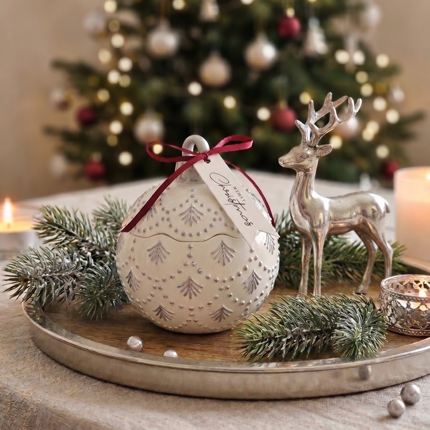 Vela Christmas Bauble Enchanted MINI - Blanca / Plateada / Magia Invernal / MINI