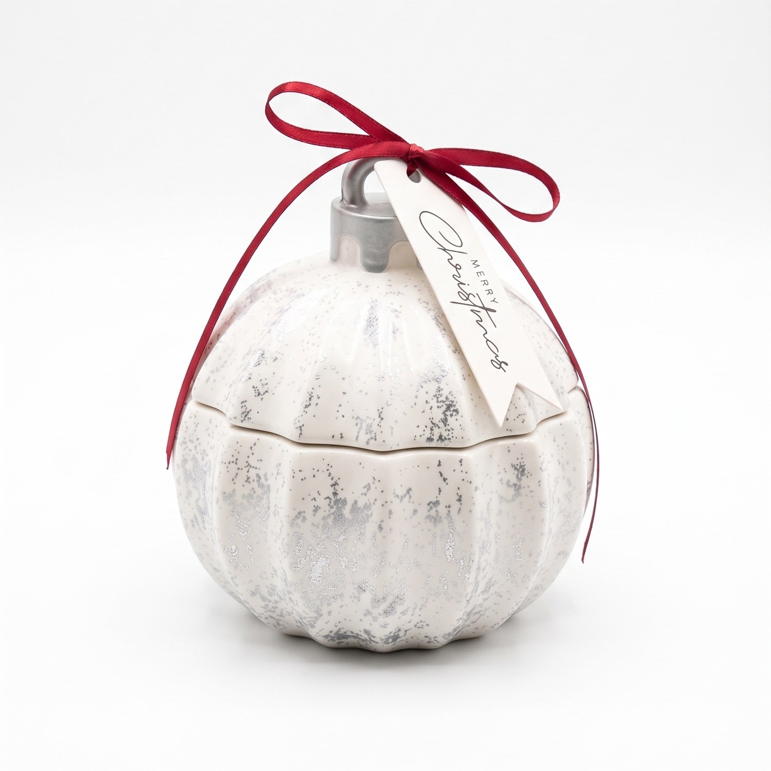 Vela Christmas Bauble Glitter MINI - Blanca / Plateada / Magia Invernal