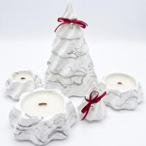 Vela Árbol de Navidad - Blanco / Plata / Magia Invernal, Pan de Jengibre, Pastel Navideño