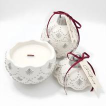 Vela Christmas Bauble Enchanted - Blanca / Plateada / Magia Invernal