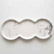 Bandeja de diseño Trio - Blanca / Plateada