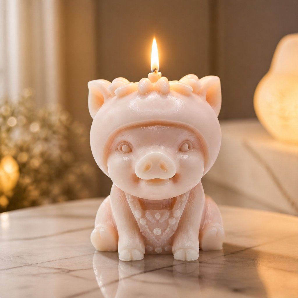 Vela Cerdito - Rosa / Coco