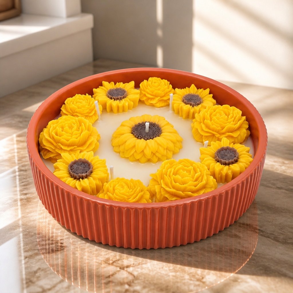 Vela Girasol - Rojo Ladrillo / Lima, Miel, Leche
