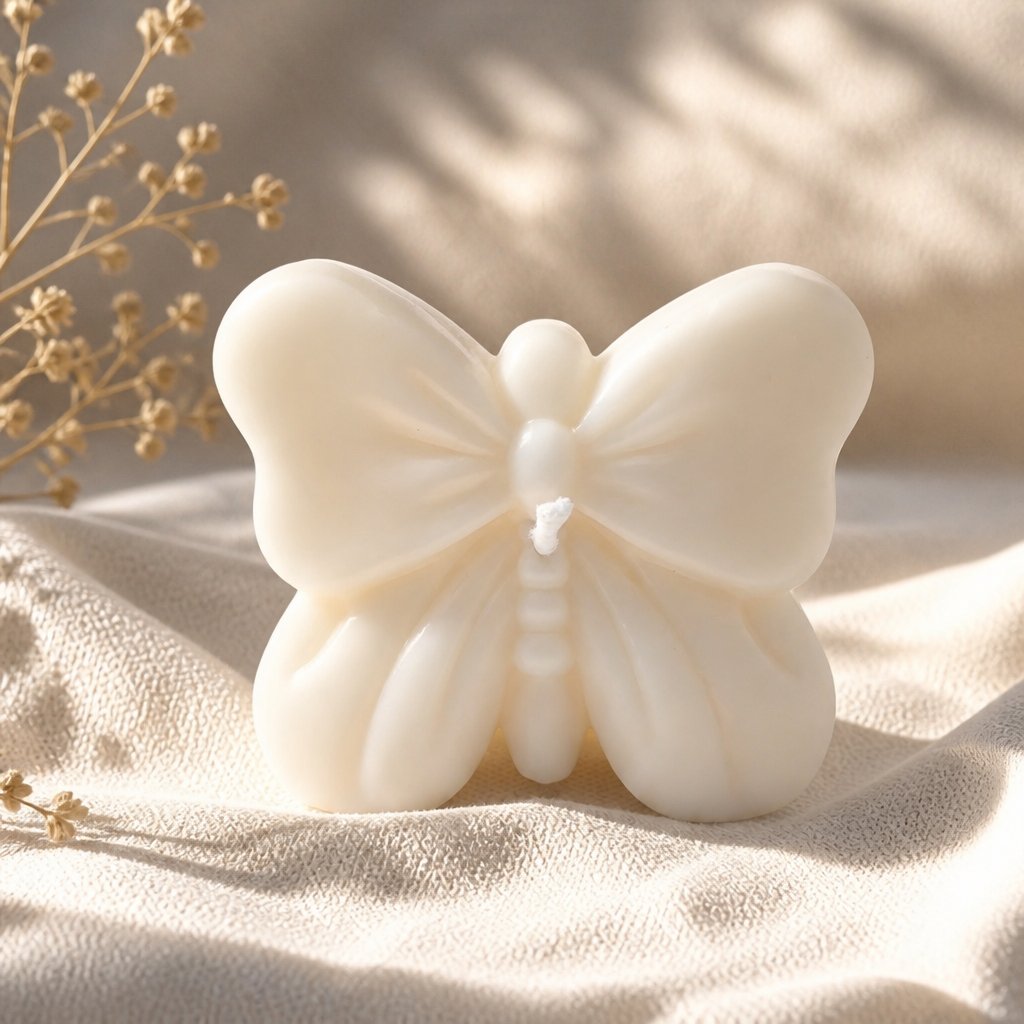 Vela Mariposa con Lazo - Blanca / Vainilla