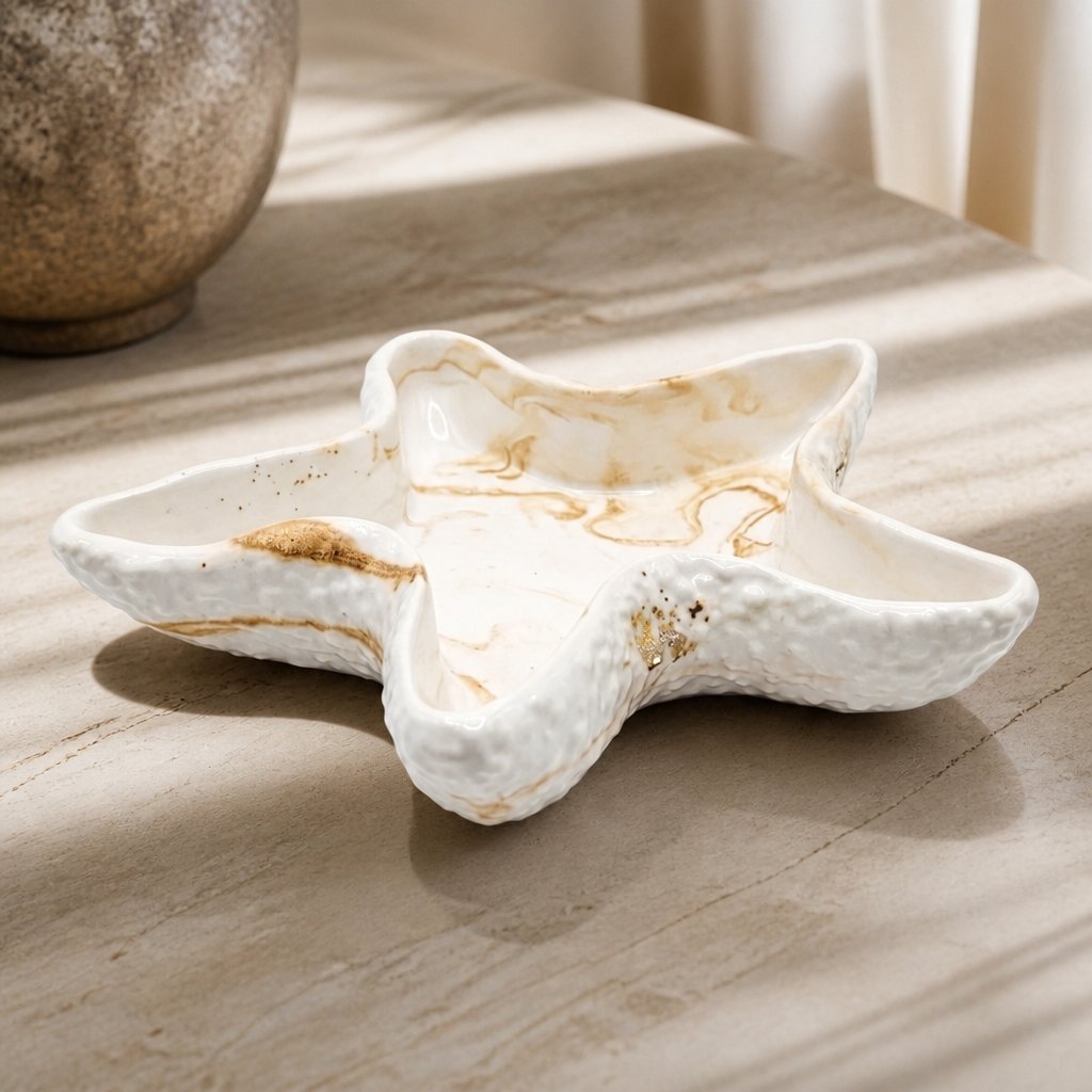 Cuenco de diseño estrella de mar - Blanco / Dorado