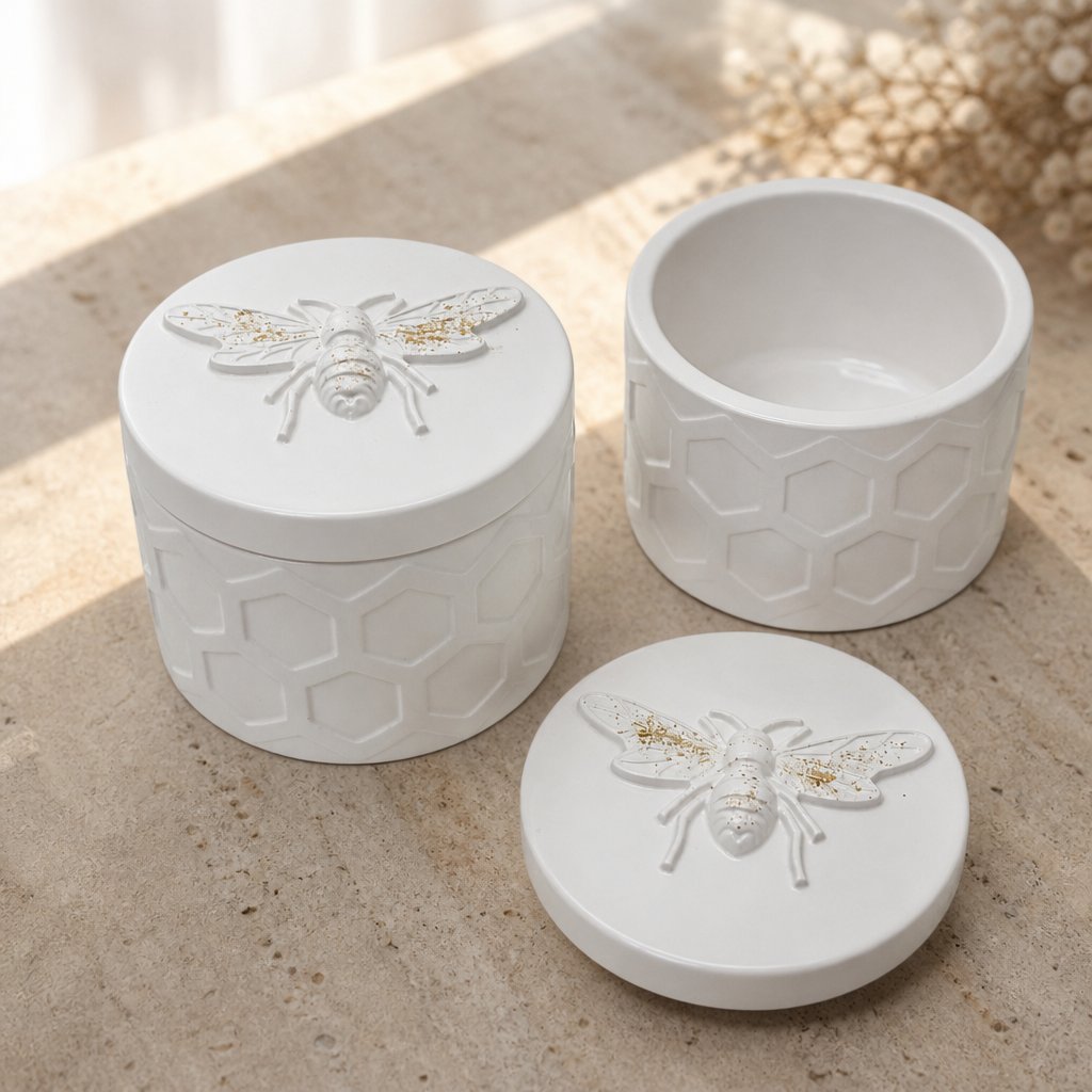 Recipiente Abeja - Blanco / Dorado
