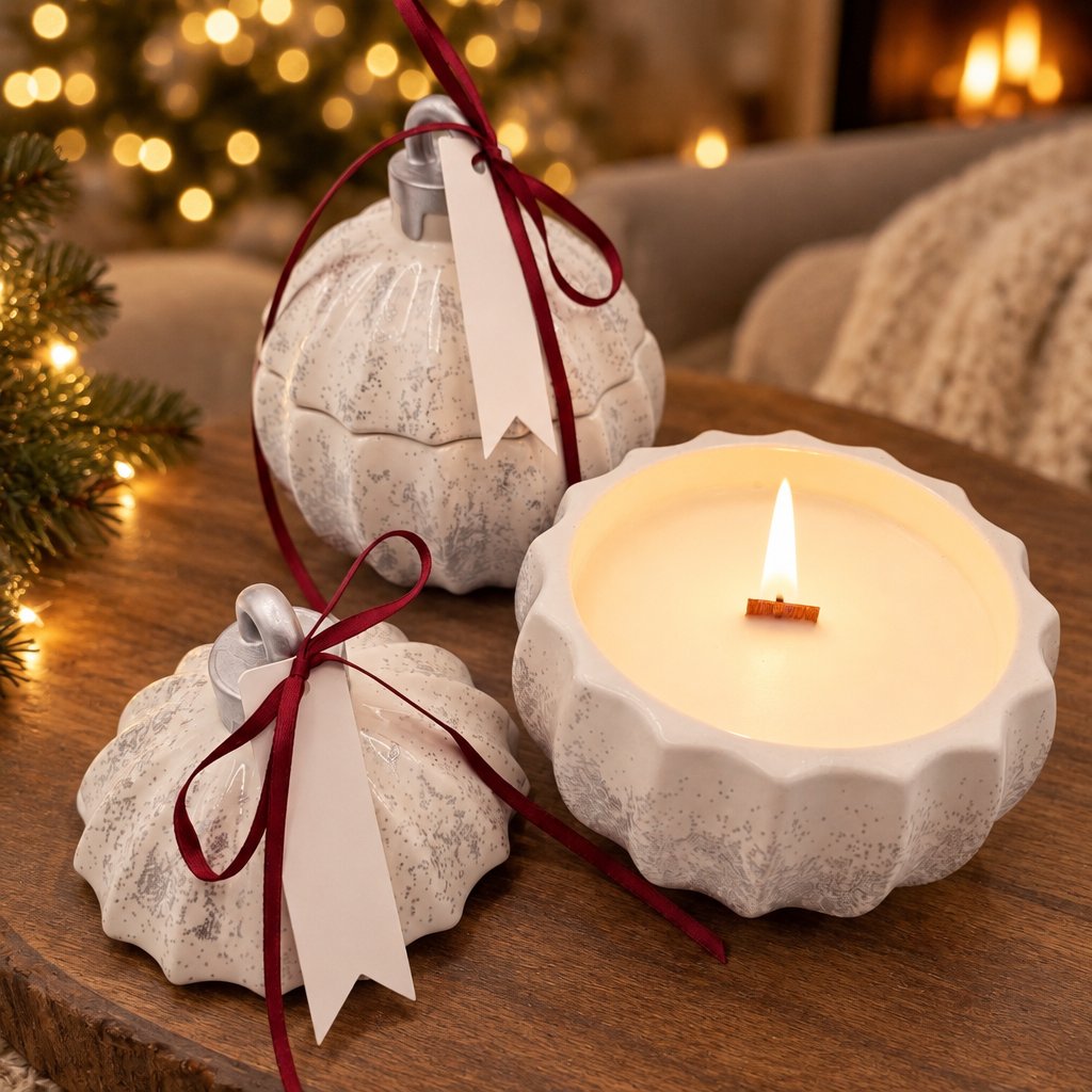 Vela Christmas Bauble Glitter - Blanca / Plateada / Magia Invernal