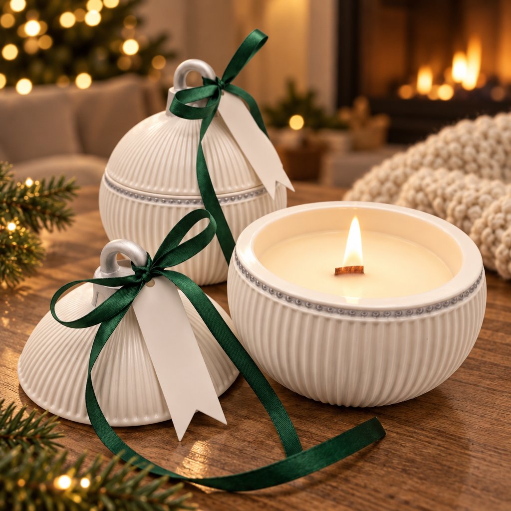 Vela Christmas Bauble Elegance - Blanca / Plateada / Magia Invernal