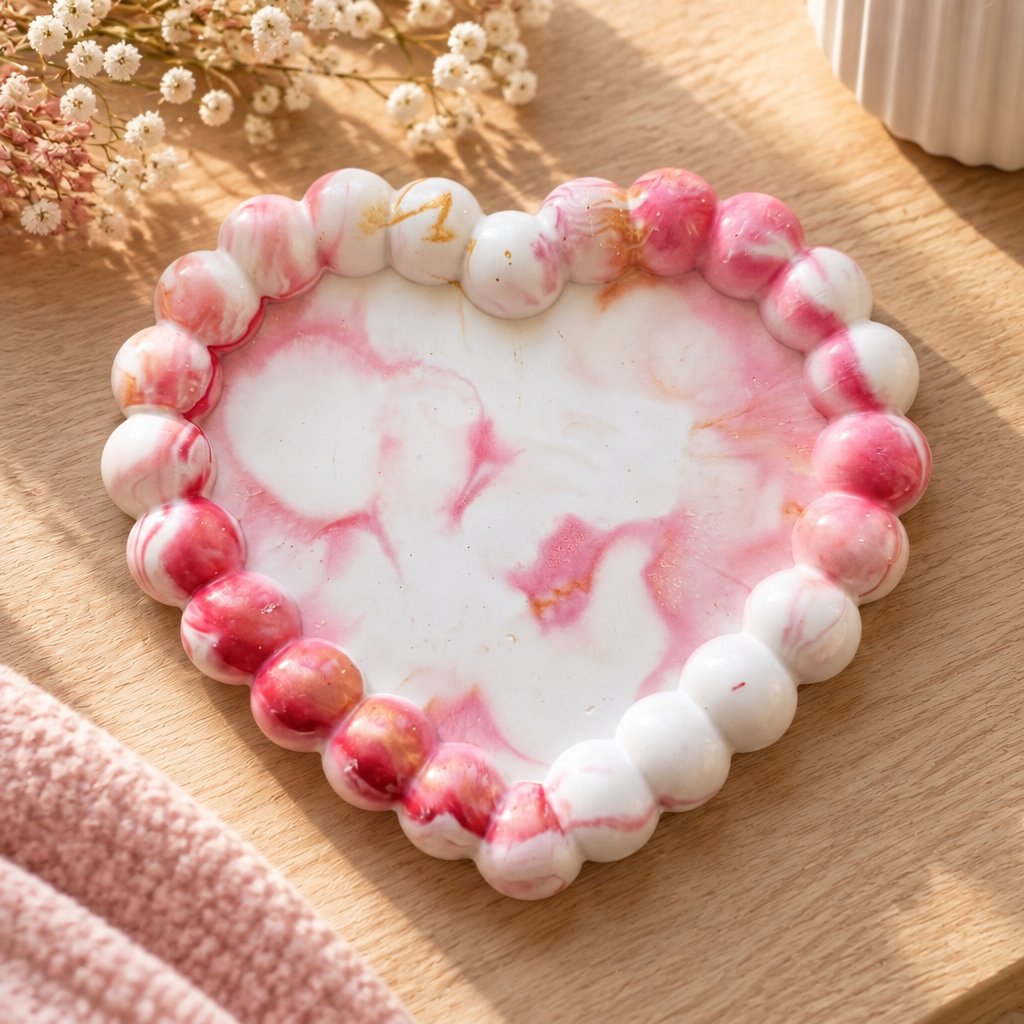 Bandeja de diseño Corazón de Perlas - Blanca / Rosa / Dorada