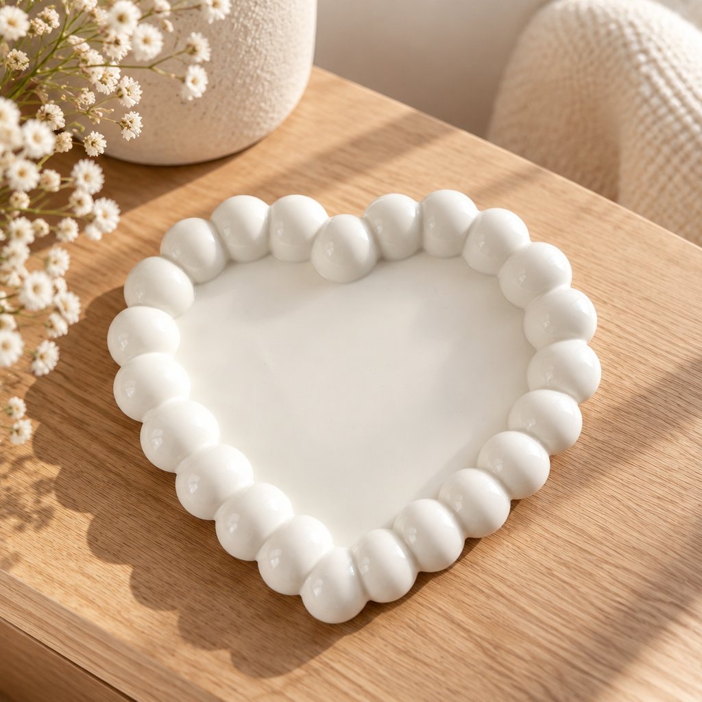 Bandeja de diseño Corazón de Perlas - Blanca