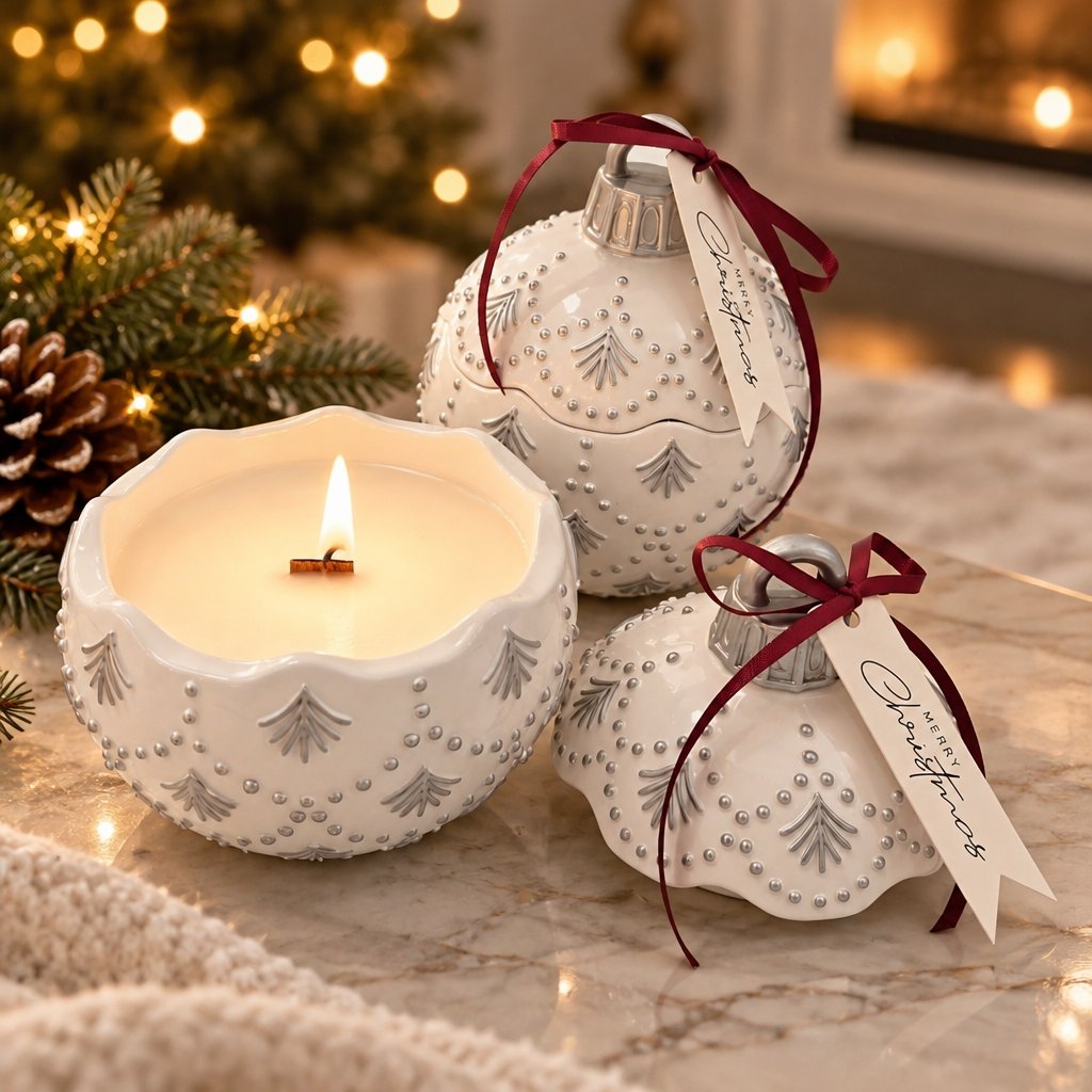 Vela Christmas Bauble Enchanted MINI - Blanca / Plateada / Magia Invernal / MINI