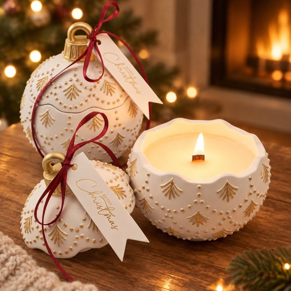 Vela Christmas Bauble Enchanted MINI - Blanca / Dorada / Magia Invernal